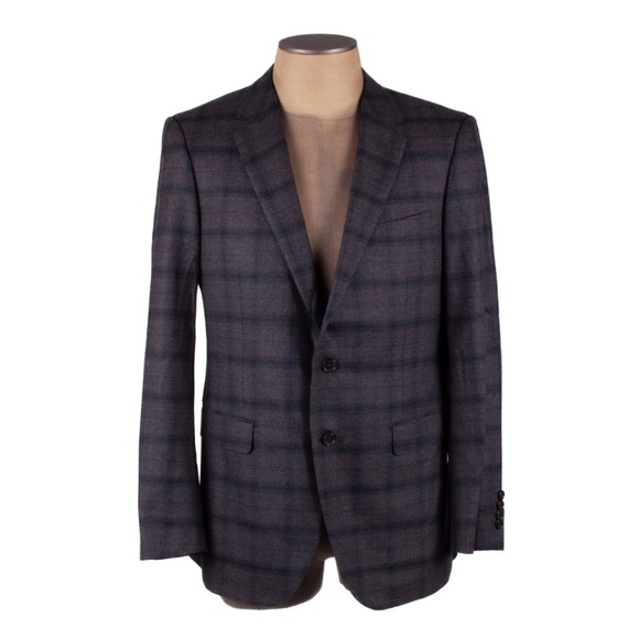 LANVIN Gray Wool Window Pane Pattern Sport Coat Jacket - Picture 1 of 7